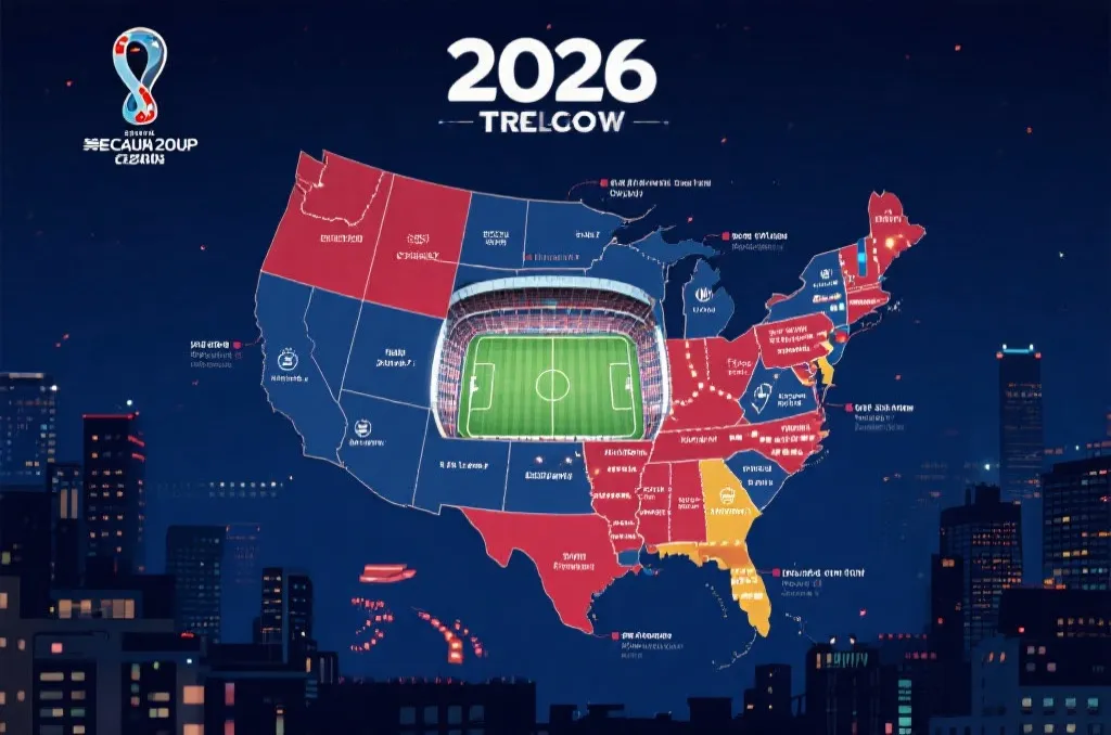 2026世界杯美加墨承办城市与球场分布示意图